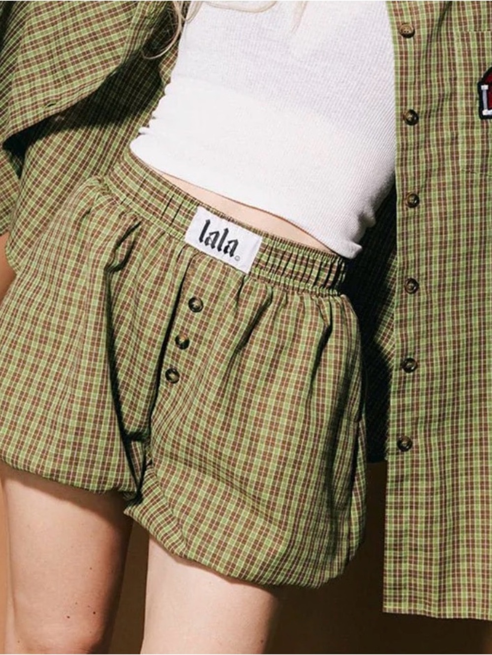 Big Heart Bloomer Boxer Shorts in Olive Green